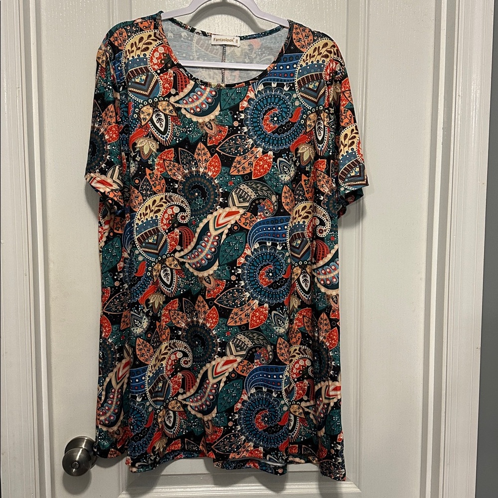 Fantaslook Colorful Paisley Print Dress, NWT XXL